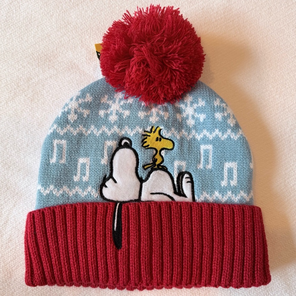 NWT Peanuts fleece lined knit hat with Pom-pom
